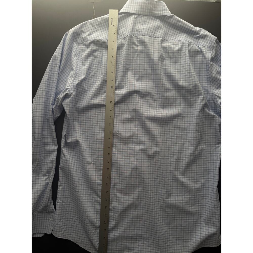 Charles Tyrwhitt Men’s 16.5 / 38 Slim Fit Shirt – Light Blue Check 100% Cotton - Picture 6 of 8